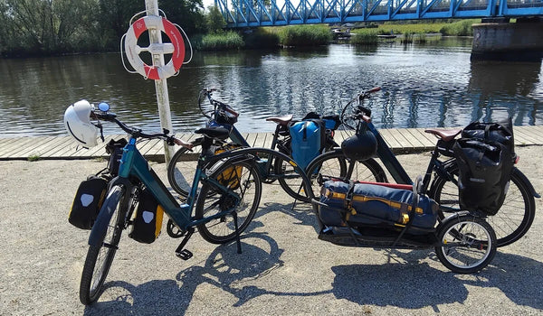 Mehrere Fiido C11 E-Bikes vorübergehend am Straßenrand abgestellt