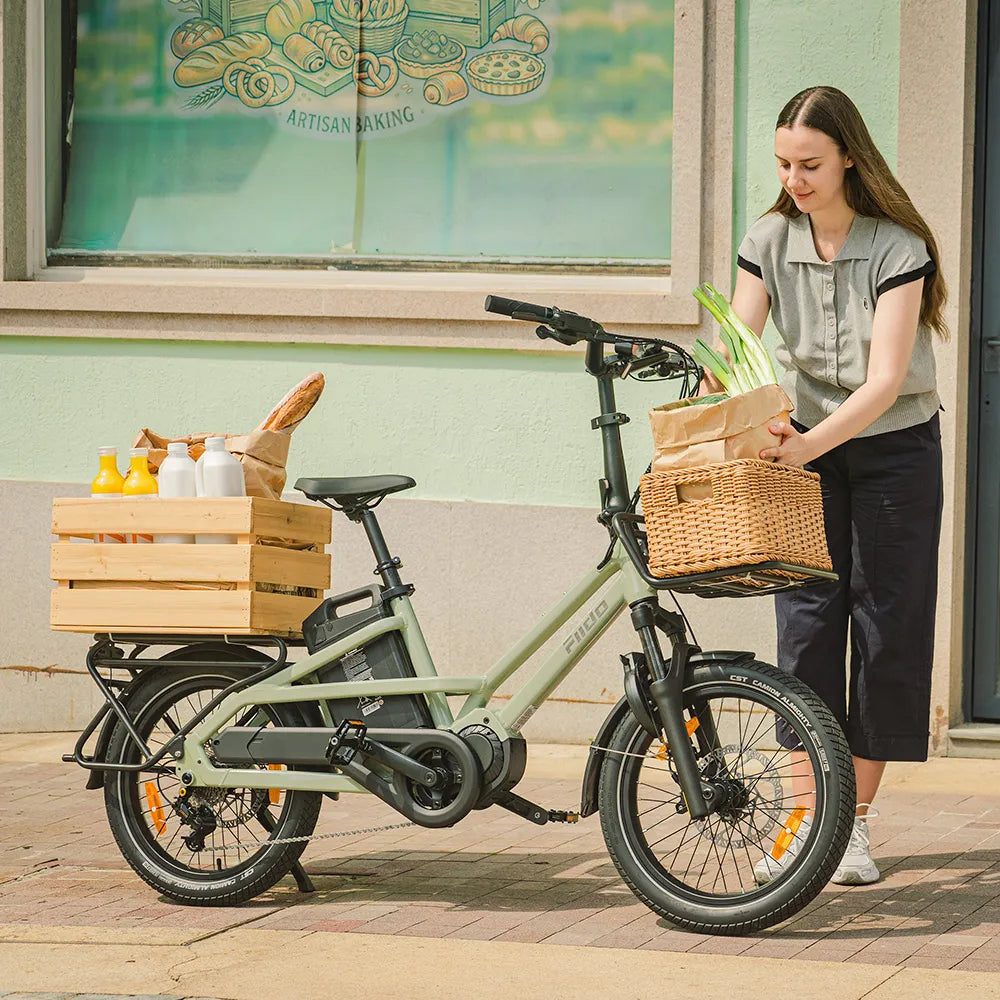 korb lastenfahrrad Fiido T3 Urbanes Familien-Lastenrad E-Bike Color:Black/Beige Fahrradständer Aufstellständer Mehrfachständer Metallständer Sortiert nach Aufbewahrungsarten