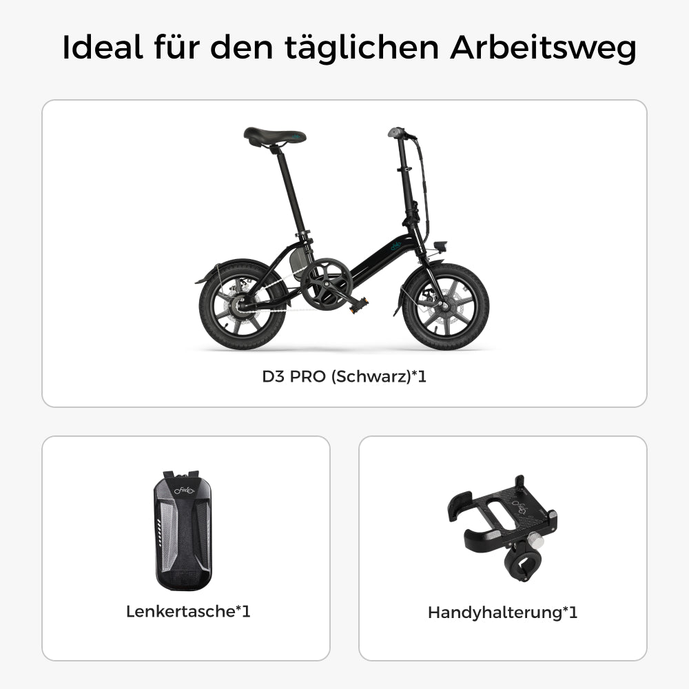 e bike mit klickpedale Fido D3 Pro – Mini-Klapprad-E-Bike